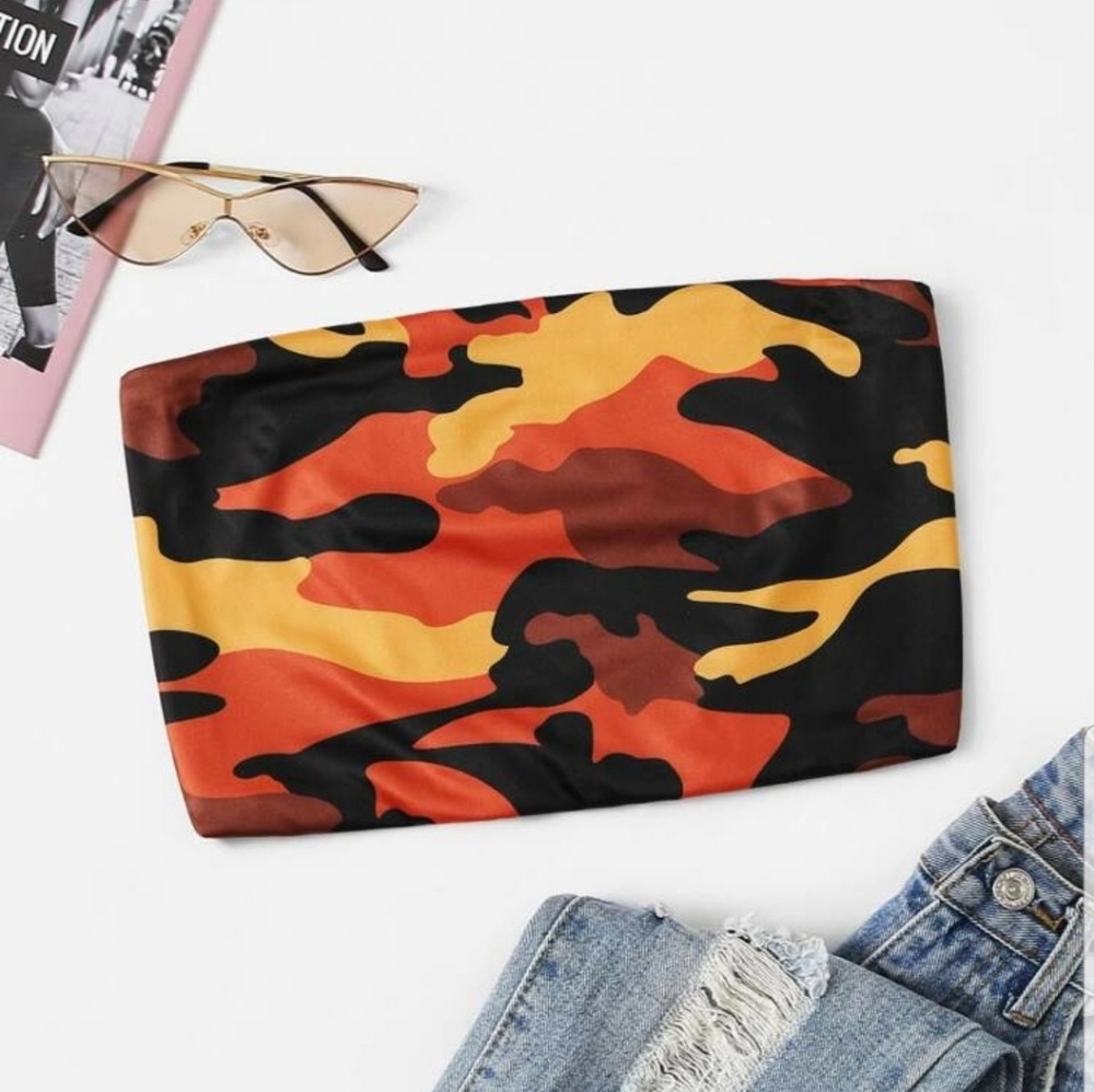 Camo print crop tube top